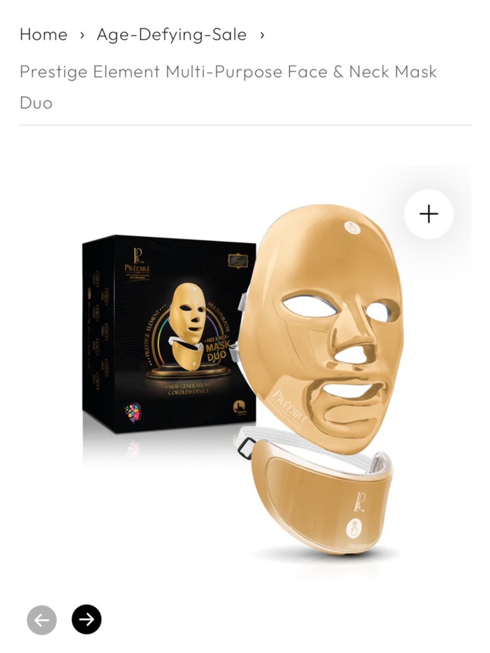 NEW Prestige Element Gold Face & Neck LED Mask Duo - Anti-Aging Treatment